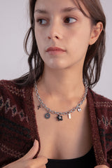 ユニークペンダントウィズボールドチェーンネックレス/[Unisex] Unique pendant with bold chain necklace