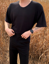 Scoop Neck Half Sleeve T-Shirt (6693246435446)