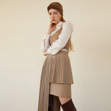 アンバルプリーツスカート / UNBAL PLEATS SKIRT (CARAMEL BEIGE)