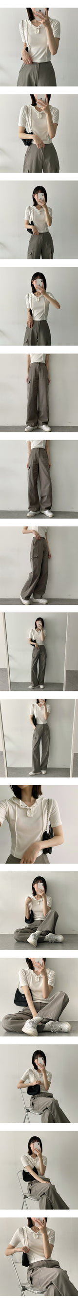 オンネバンディングコットンポケットカーゴワイドパンツ / Onne Banding Cotton Pocket Cargo Wide Pants