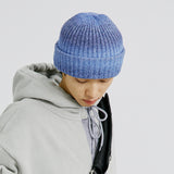 ウールブレンドニットグラデーションビーニー / WOOL BLENDED KNIT GRADATION BEANIE BLUE