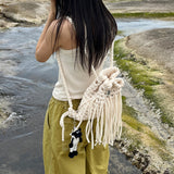 fringe mini backpack (ivory)