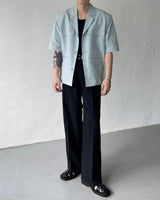 SI linen short-sleeved three-button jacket (2 colors)