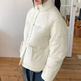 Sizen zipper pocket collar short padded coat