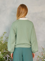 フラワーエンブロイダリーカラースウェットシャツ / Flower Embroidered Collar Sweatshirt