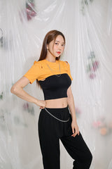 スリットネックレスクロップTシャツ / TOP(9326) Slit Necklace Crop Tee