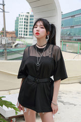 チェーンメッシュボックスTシャツ/TOP(8101) chain mesh box tea
