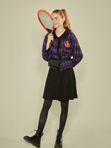 Cheetah Embroidered Cardigan (Blue) (6643892420726)