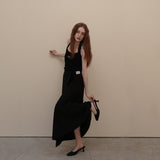 Black Long Wrap Skirts