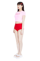 ロゴクロップスパンショートスリーブTシャツ/crevy logo crop spandex short sleeve tee (light pink)