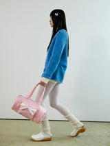 glossy ribbon duffle bag_pink