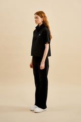 モノチェリーウーブンハーフプルオーバー／MONO CHERRY WOVEN HALF PULLOVER [BLACK]