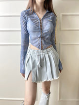 デニムプリーツスカートウォーマーセット/[Aespa Karina] 737. Denim pleats sk warmer set