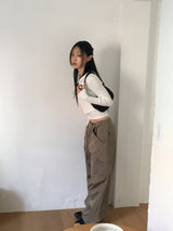 Fixer ribbed pocket cropped hooded zip-up