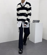 ストライプ ロープ クロップド ニットウェア / SK Stripe rope cropped knitwear (2 colors)