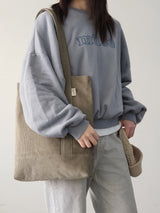 Corduroy simple line bag - khaki gray