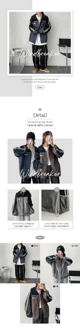 Wild Line Color Arrangement Track String Zip-Up Jumper
