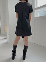 ディープUネックデニムドレス/Deep U Neck Denim Dress (2color)