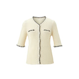 Linen embroidery cardigan - Ivory (6671632138358)