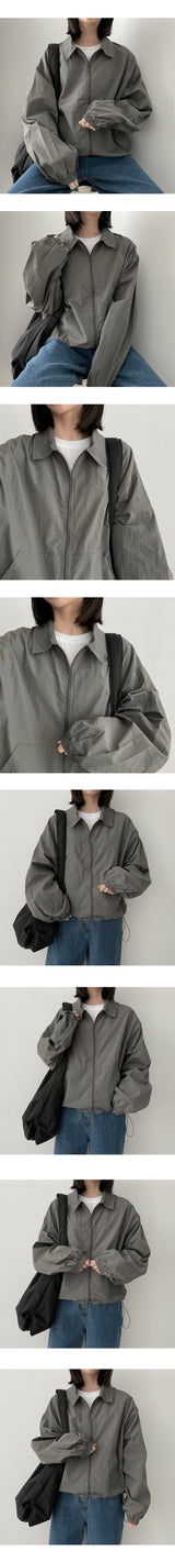 ランシーストリングナイロンカラーウィンドブレーカー / Lancy String Nylon Collar Windbreaker