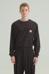 レーベル ポケット L/S 長袖Tシャツ ブラック/ LABEL POCKET L/S TEE [BLACK] (4414562861174)