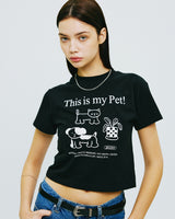 ディスイズマイぺットクロップTシャツ/THIS IS MY PET CROP TSHIRT-BLACK