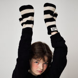 STRIPE MITTENS, BLACK+IVORY