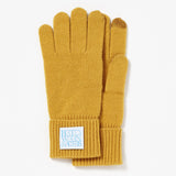 BUBBLE LABEL CASHMERE WOOL BLENDED GLOVES_MUSTARD