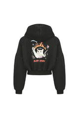 04キャットクロップフードジップアップ  / 0 4 cat crop hood zip-up - BLACK (4579924672630)