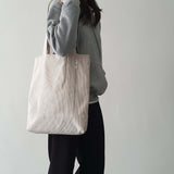 Corduroy simple line bag - ivory