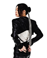 PIN-TUCK STRAP LEATHER BOLERO JACKET (6654708187254)