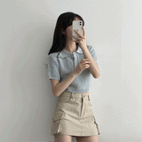 ピングハチカラーショートスリーブニットウェア / Ping Hachi Collar Short-sleeved Knitwear