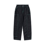 カラースティッチデニムパンツ / COLOR STITCH PANEL DENIM PANTS - BLACK