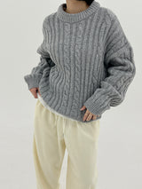 ウールプレッツェルバルキーニット / Wool pretzel bulky knit (4color)