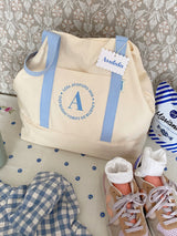 ローザ・ア・バター ブルーサテン ショルダーバッグ 刺繍 荷物バッグ トラベルバッグ 布バッグ オックスフォード生地
