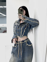 ジェンダメージワイドデニムパンツ/[High quality] 790. Jen damage wide denim pt