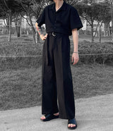 リネンワイドジャンプスーツ / RO linen wide jumpsuit (3 colors)