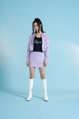 シグネチャー ベルベット クロップ丈ジップアップパーカー - Signature Velvet Cropped Hoodie Zip-up (4397430866038)
