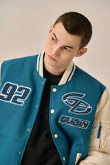 QUILTING POINT VARSITY JACKET - BLUE