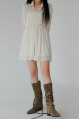 ダスティーシースルーラッフルシャツ / Dusty See-through Ruffle Shirt (3color)