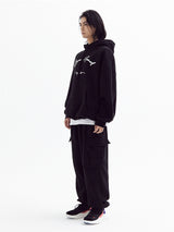 Balloon over cargo fleece jogger pants Black
