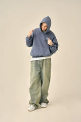 PIGMENT OVERSIZED LOGO HOOD - BLUE