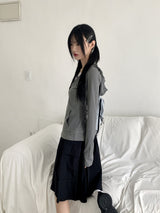 RtiビンテージVネックレースフード長袖Tシャツ