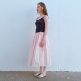 レースヘムフルスカート / LACE HEM FULL SKIRT, PEACH