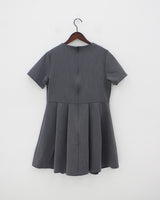 プリーツミニショートスリーブドレス / Pleats Mini Short Sleeve Dress (3color)