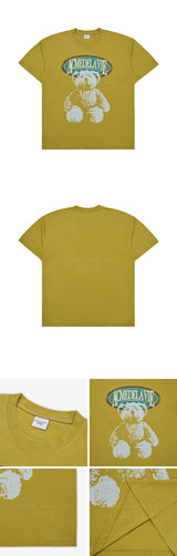 [24SS] VINTAGE OVERLAP BEAR SHORT SLEEVE T-SHIRT MUSTARD