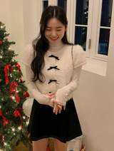 [SHOPPERMADE] Christmas Mohair Cardigan + Velvet Ribbon (3color)