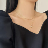 パールシェルレイヤードネックレス / Pearl Shell Layered Necklace / 2 color