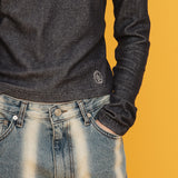 ツートーンロングスリーブTシャツ / TWO TONE LONG SLEEVE TEE_BLUE