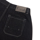 CONTROL WAIST DENIM BERMUDA WIDE PANTS [DARK NAVY]
